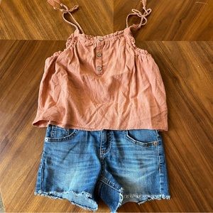 Boho tank and denim shorts